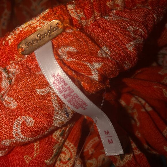 NWT FREE PEOPLE Elowen Tube Orange Pattern Print Romper Size M - Picture 4 of 4